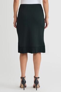 Misook Black Knit Pleated Hem Midi Pencil Skirt Womens Small Korea